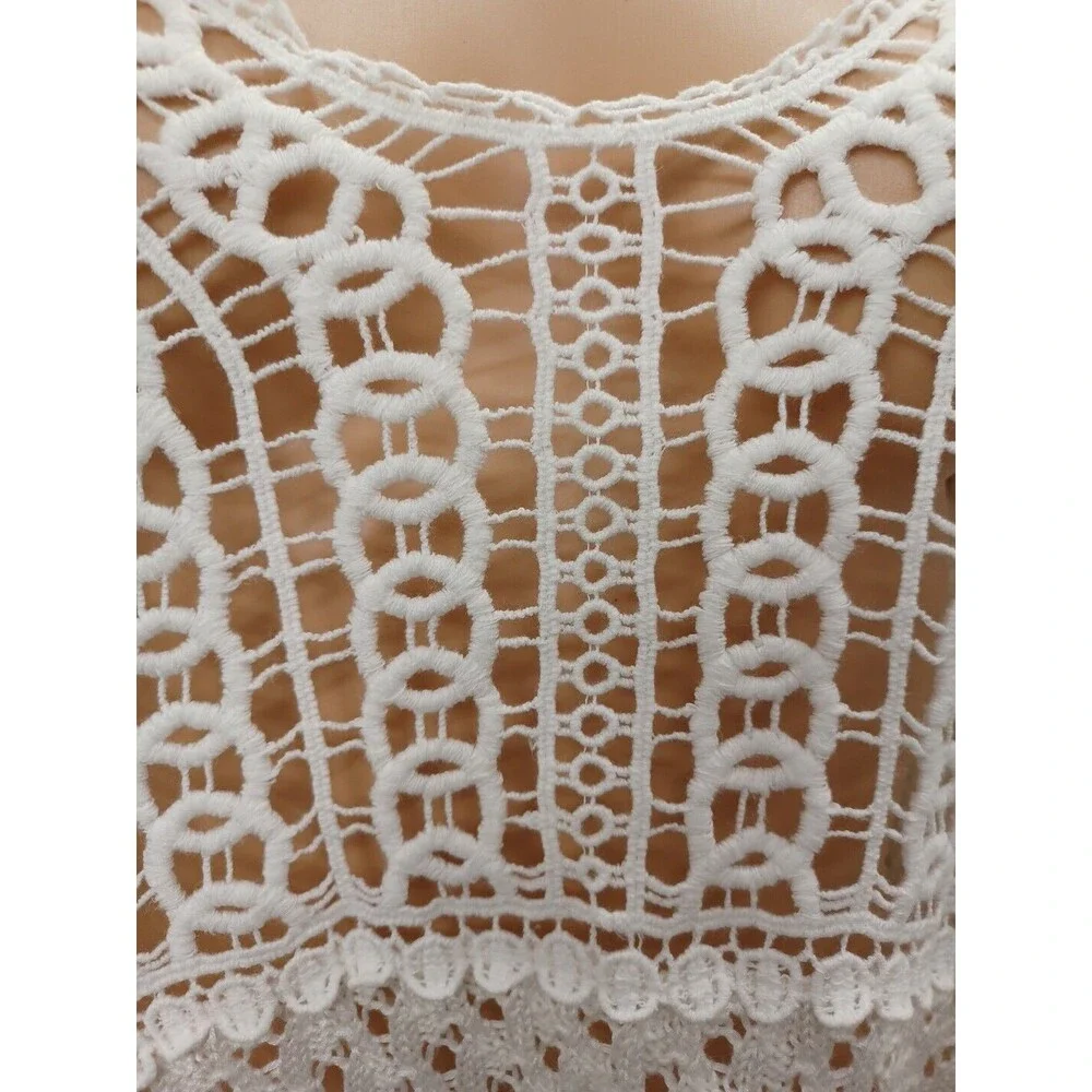 CJ Banks Sweater Pullover Tunic Top Crochet White Pullover Sz 2X